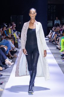 Two-Tone Patterned Long Coat