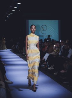 Sleeveless Striped Yellow Midi Dress