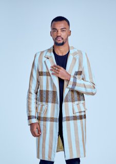 Men's Striped and Patterned Long Coat