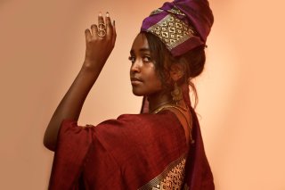 Burgundy Tunic and Patterned Headwrap Set