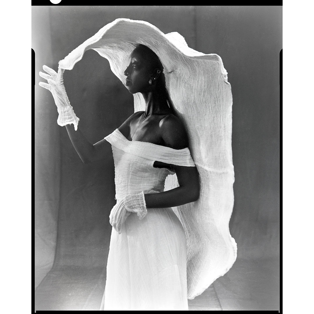 Ethereal Off-Shoulder Gown with Grand Hat