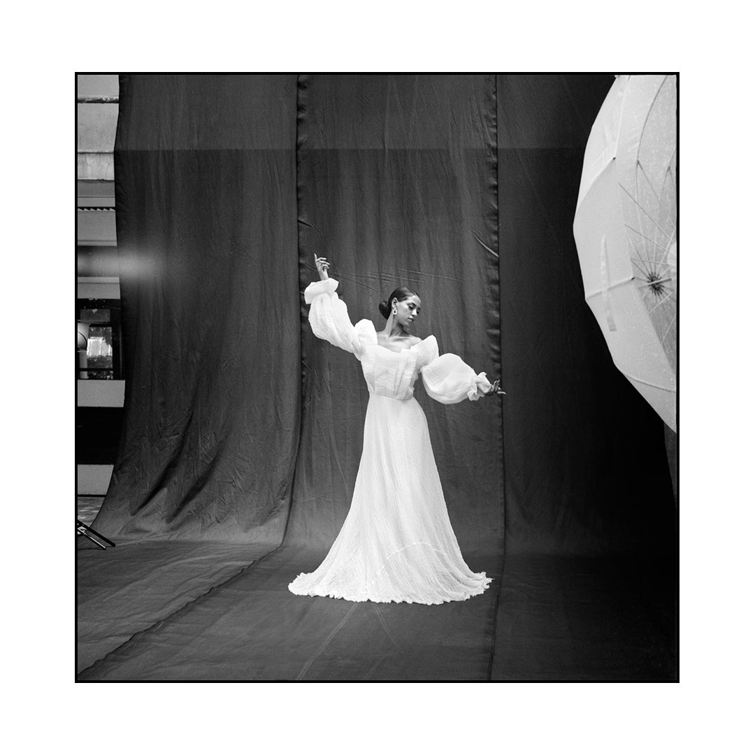 Voluminous Sleeve Ball Gown